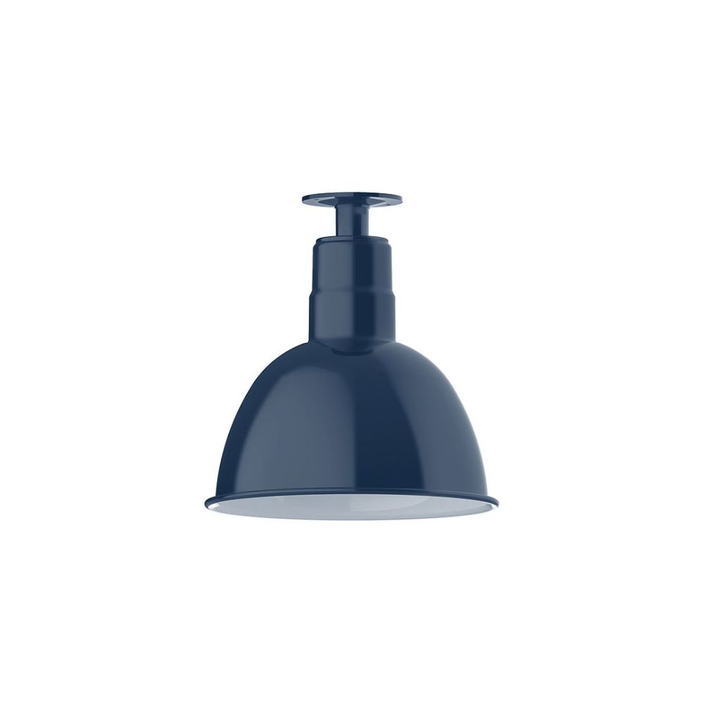 Montclair Lightworks FMB116-50-G06 12" Deep Bowl Shade, Flush Mount Ceiling Light With Frosted Glass And Cast Guard, Navy